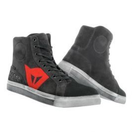 Dainese kotníkové boty STREET BIKER D-WP vel.44 karbon/červená, kůže (pár)