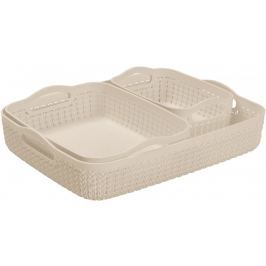 Curver Knit Sada táců 3 ks, krémová