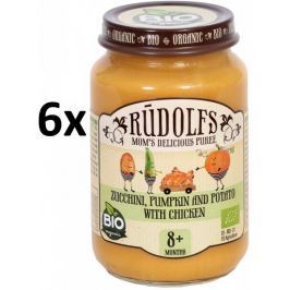 RUDOLFS Dětské masové pyré cuketa + dýně + brambor + kuřecí maso - 6x190 g
