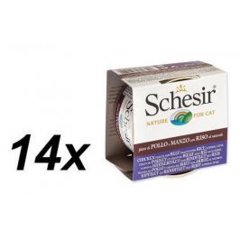 Schesir Konzerva Cat kuřecí + hovězí přírodní 14 x 85g