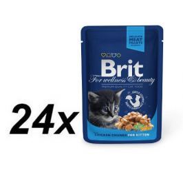Brit Premium Cat Pouches Chicken Chunks for Kitten 24 x 100g