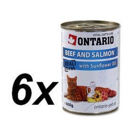 Ontario konzerva hovězí, losos a slun.olej 6x400g