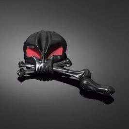 Highway-Hawk motocyklová zrcátka SKULLHEAD, Levá i Pravá strana, černá/červená (2ks)