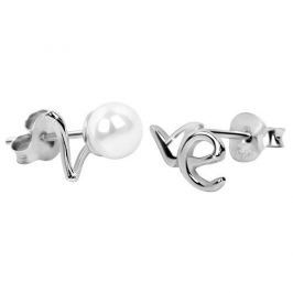 JwL Luxury Pearls Stříbrné náušnice Love s pravou bílou perlou JL0352 stříbro 925/1000