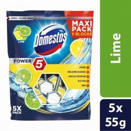 Domestos Power 5 Lime tuhý WC blok 5 x 55 g