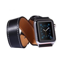 Kožený pásek / řemínek Double Circle pro Apple Watch 42mm černý
