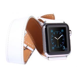Kožený pásek / řemínek Double Circle pro Apple Watch 42mm bílý